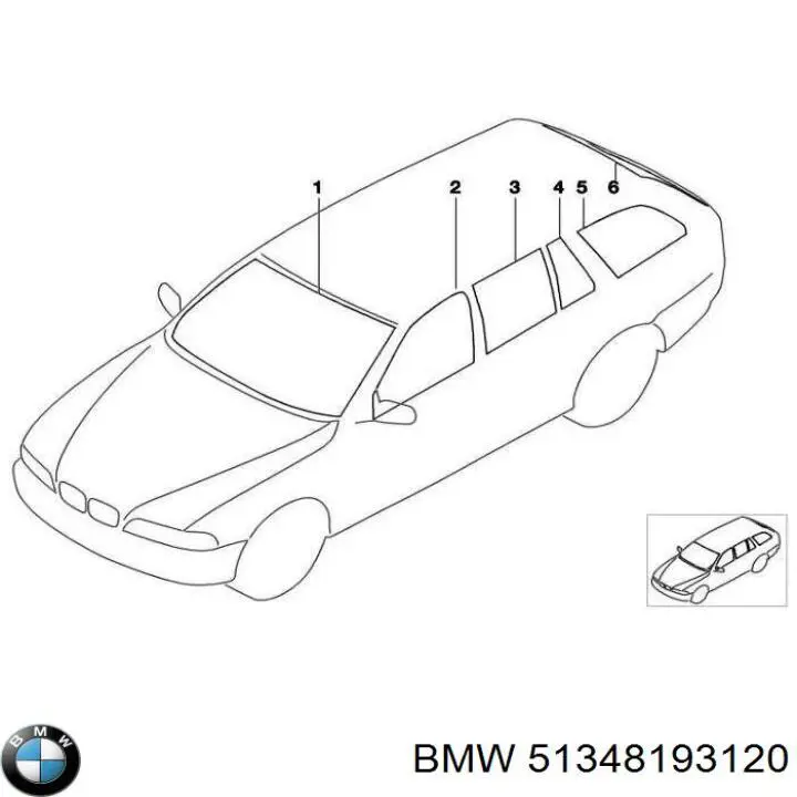 51348193120 BMW ventanilla lateral de la puerta trasera derecha