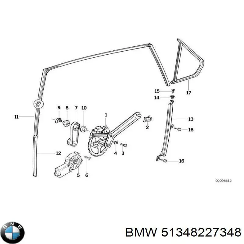 51348119772 BMW mecanismo de elevalunas, puerta trasera derecha