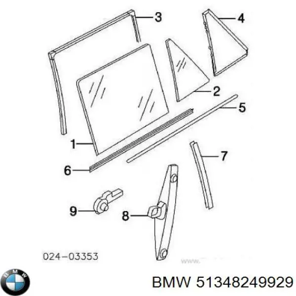 Cristal de la ventanilla fija de la puerta trasera izquierda BMW 51348249929 precio, desde 118,67 EUR