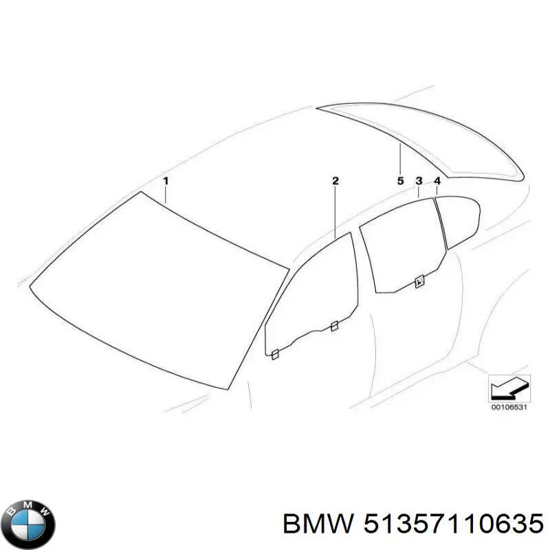 Luna lateral trasera izquierda para BMW 5 (E60)