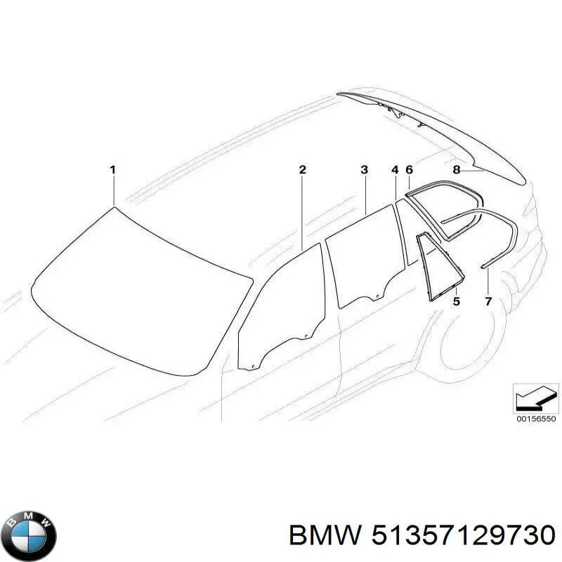 51357129730 BMW ventanilla lateral de la puerta trasera derecha