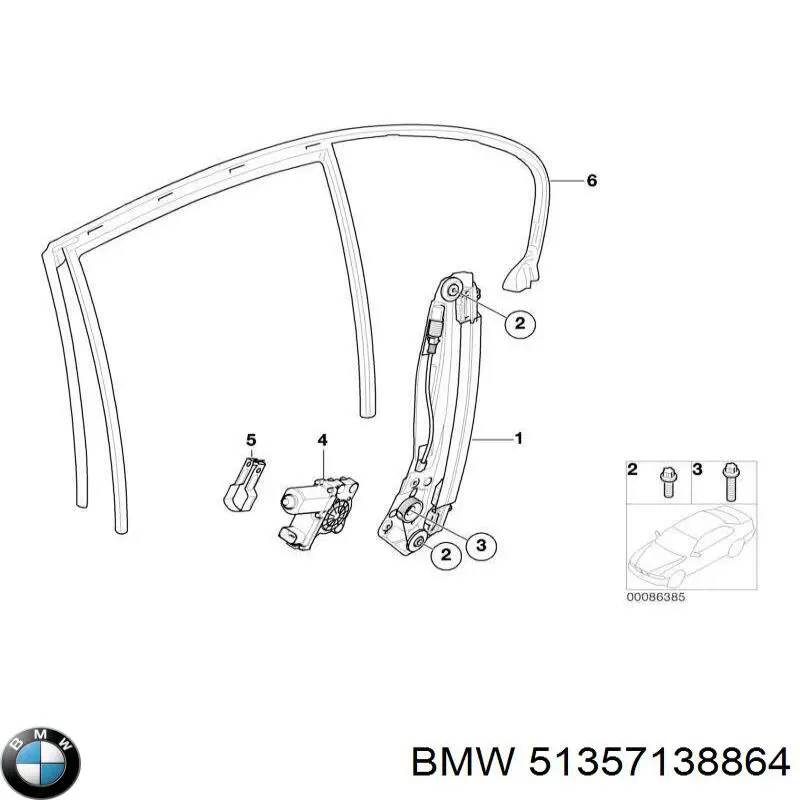 Mecanismo alzacristales, puerta trasera derecha para BMW 7 (E65, E66, E67)