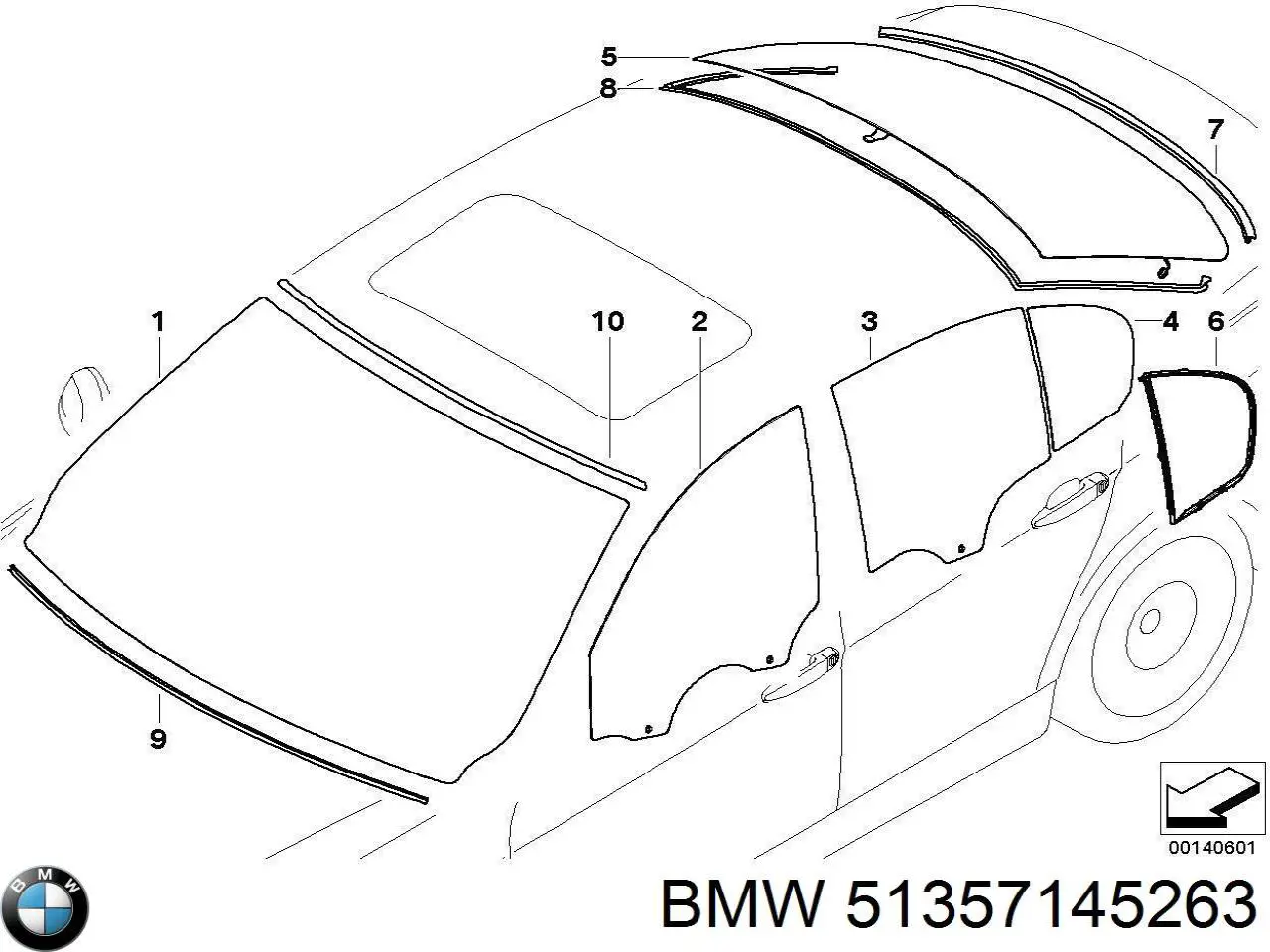 Cristal de puerta trasera izquierda BMW 51357145263 precio, desde 222,38 EUR