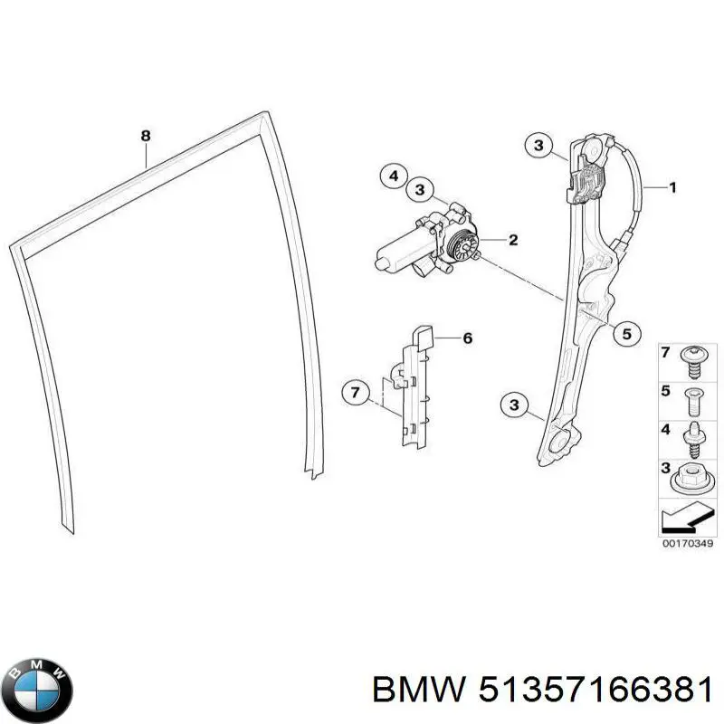 51357166381 BMW mecanismo de elevalunas, puerta trasera izquierda