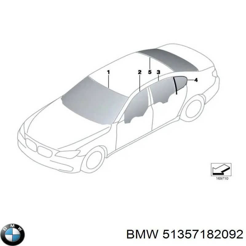 Luna lateral trasera derecha para BMW 7 (F01, F02, F03, F04)
