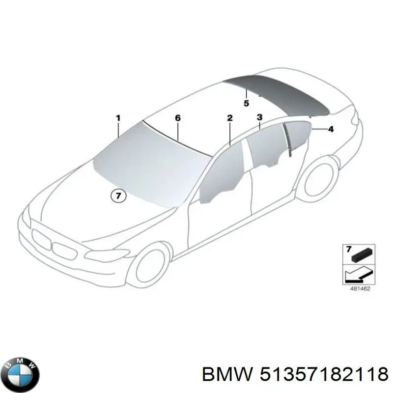 51357182118 BMW luna de puerta trasera derecha