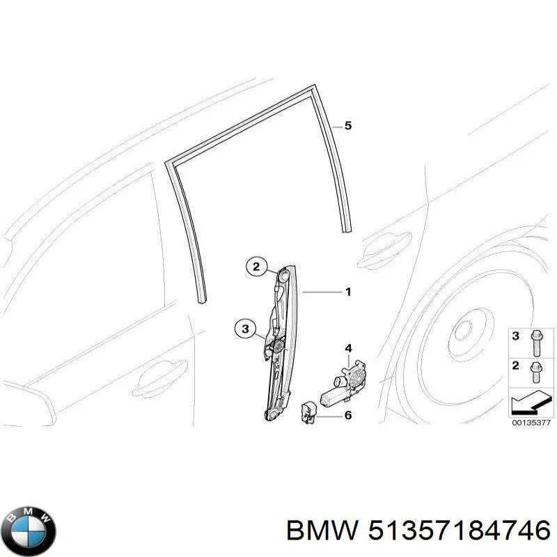 Comprar 51357184746 BMW Mecanismo de elevalunas de la puerta trasera derecha