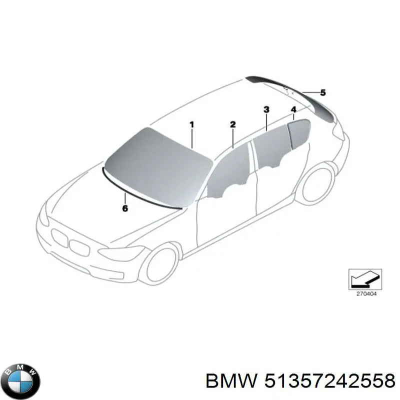51357242558 BMW Cristal de puerta trasera derecha