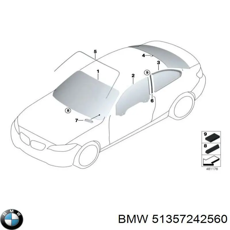 51357242560 BMW Cristal de puerta trasera derecha