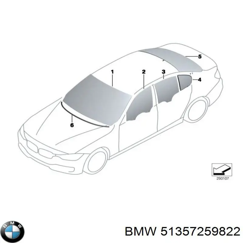 51357259822 BMW Cristal de puerta trasera derecha