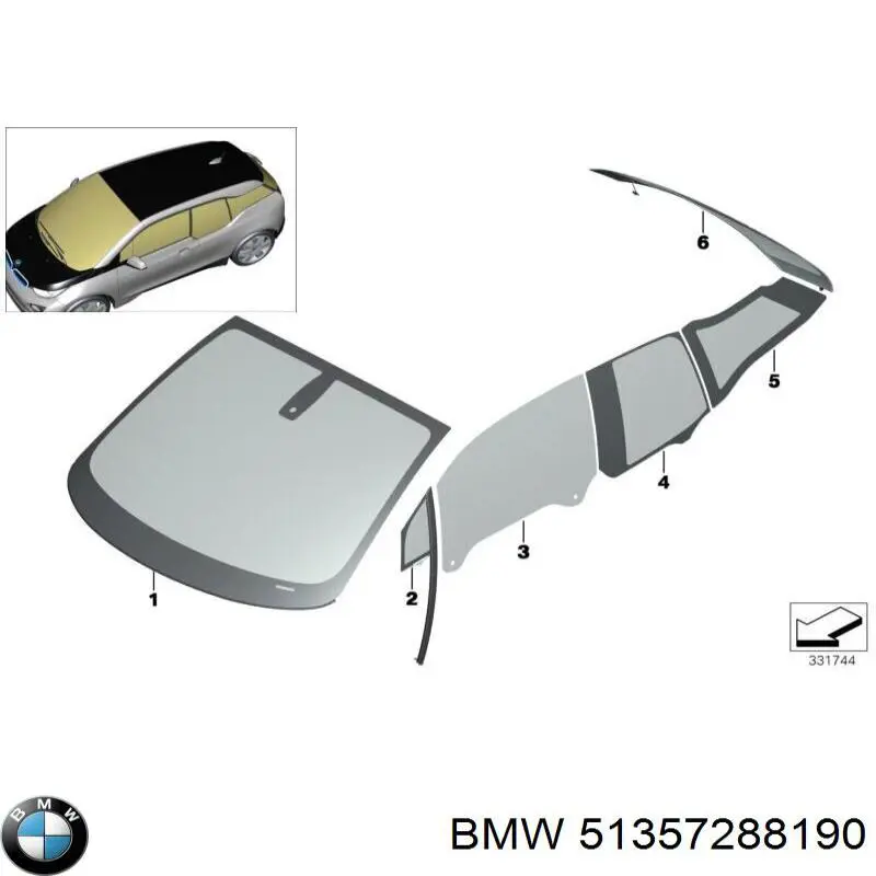 Ventanilla costado superior derecha (lado maletero) para BMW I3 (I01)