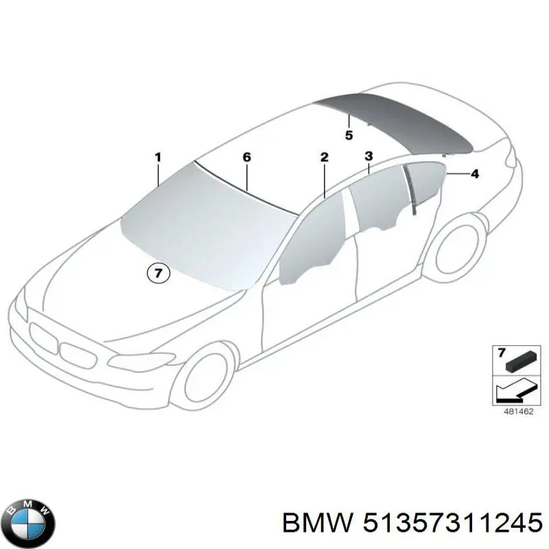 51357311245 BMW Cristal de la ventanilla fija de la puerta trasera izquierda