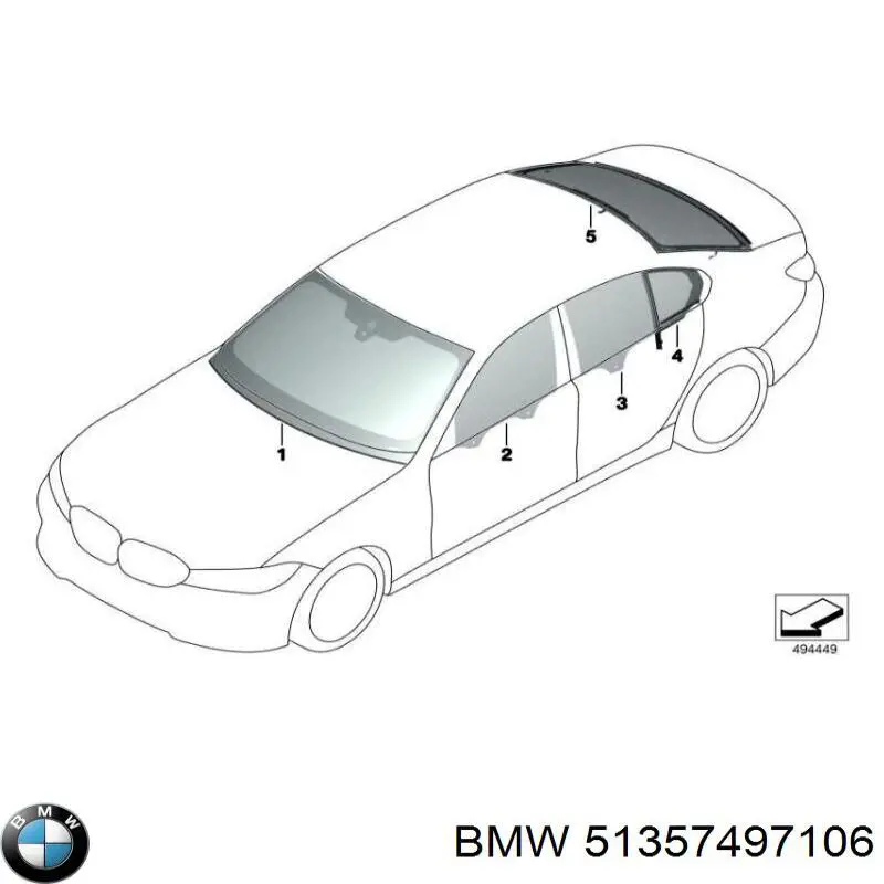 Luna lateral trasera derecha para BMW 3 (G20)