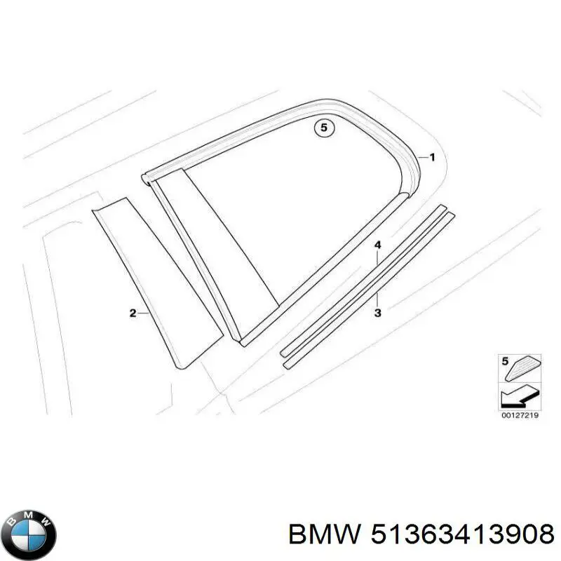 51363413908 BMW ventanilla costado superior derecha (lado maletero)