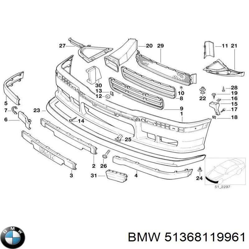 51368119961 BMW guardabarros interior, aleta trasera, izquierdo