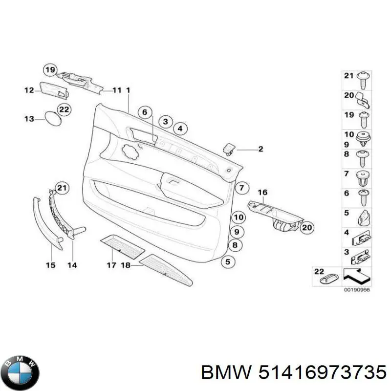 51416973735 BMW embellecedor de la manija de la puerta