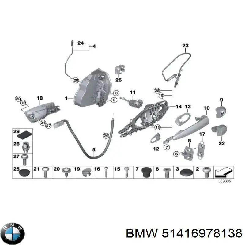 51416978138 BMW manecilla de puerta, equipamiento habitáculo, derecha delantera/trasera