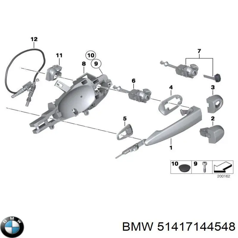 51417144548 BMW tirador de puerta exterior derecho delantero/trasero