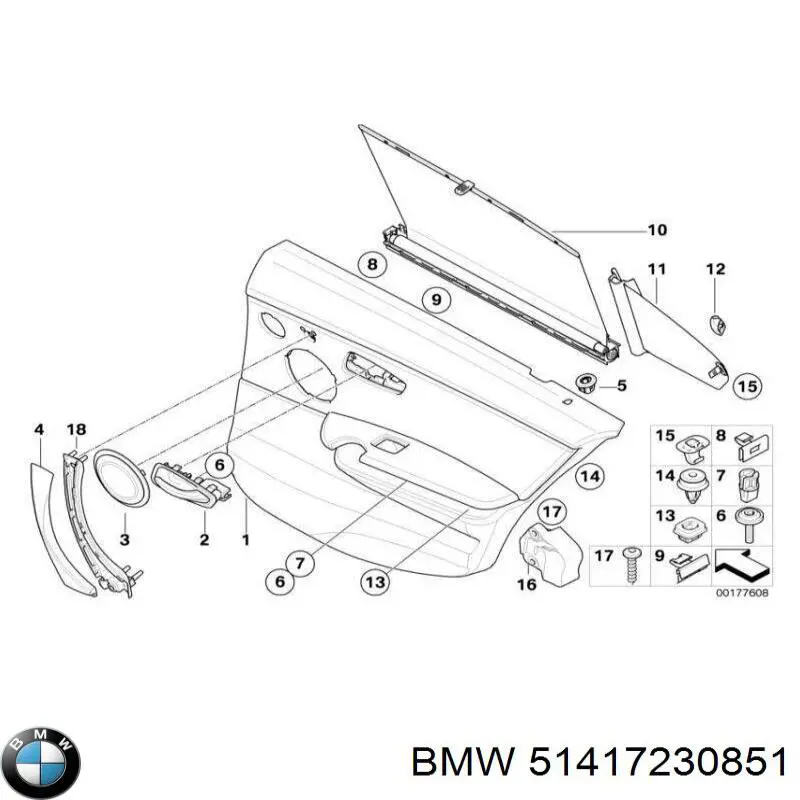 El portador de la mano interior de una puerta de la izquierda delantera para BMW 3 (E90)