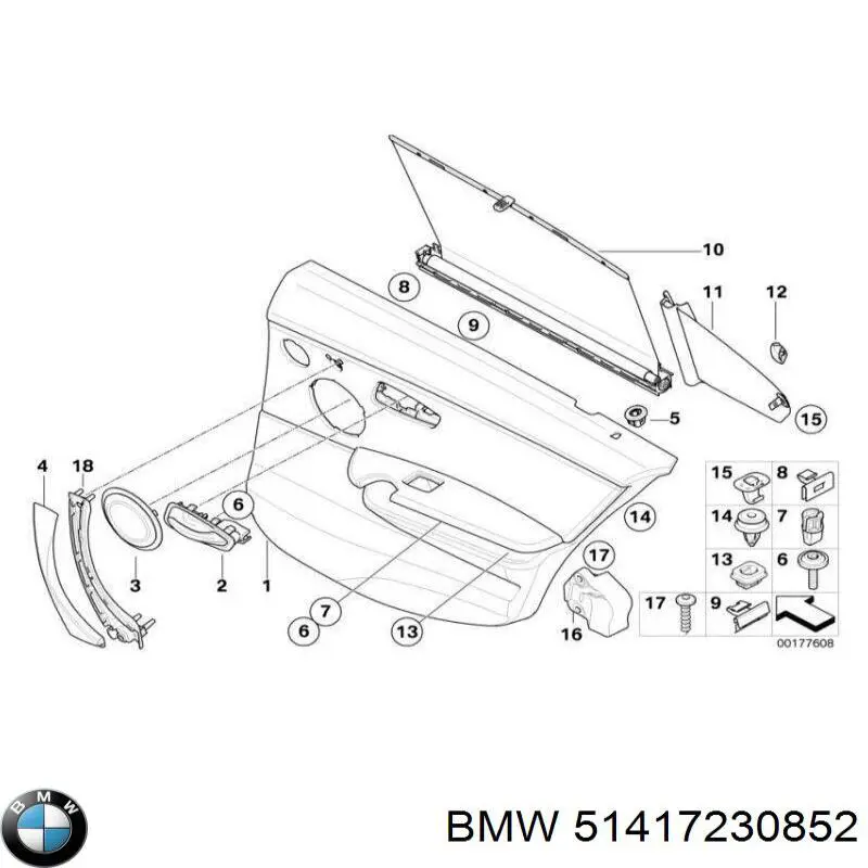 51417230852 BMW el portador del tirador interior de la puerta del derecho delantero