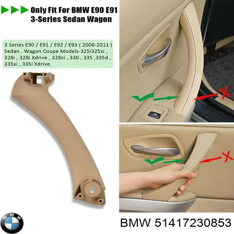 51417230853 BMW el portador de la mano interior de una puerta de la izquierda delantera