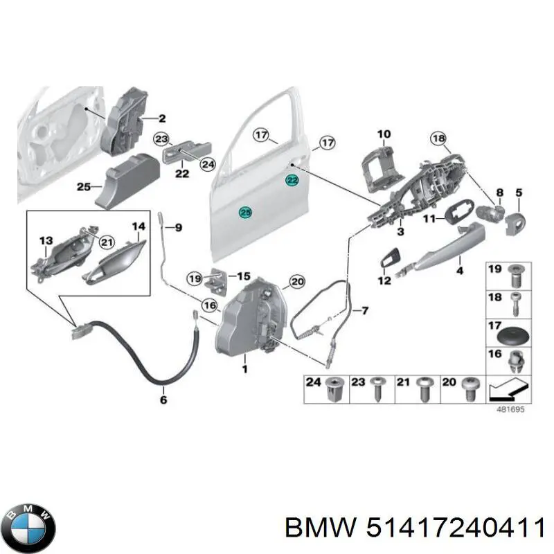 Comprar 51417240411 BMW Manija interior izquierda delantera/trasera de puerta