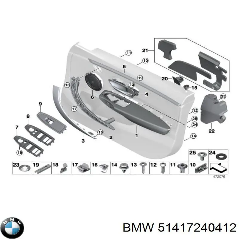Manija interior derecha delantera/trasera de puerta BMW 51417240412 precio, desde 39,20 EUR
