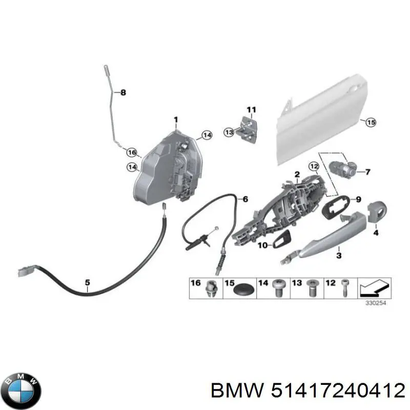 Comprar 51417240412 BMW Manija interior derecha delantera/trasera de puerta