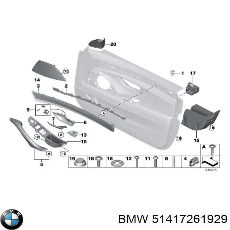 51417261929 BMW panel de bloque de control de elevalunas, delantera izquierda
