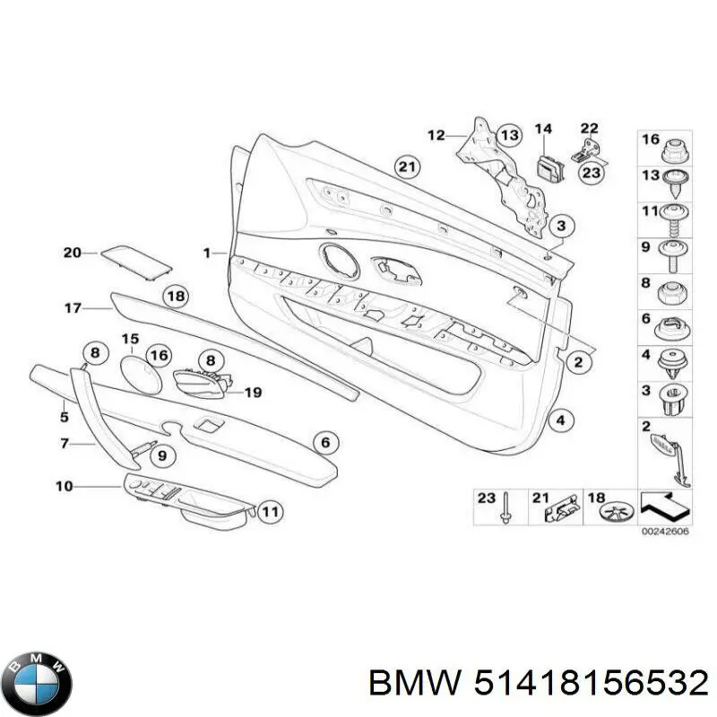 51418156532 BMW manecilla de puerta, equipamiento habitáculo, delantera