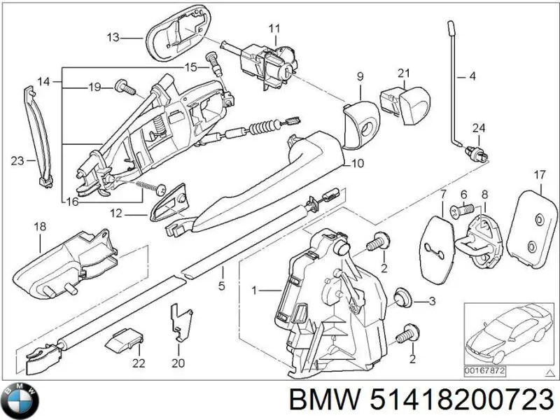 Manecilla de puerta, equipamiento habitáculo, delantera izquierda para BMW 3 (E46)