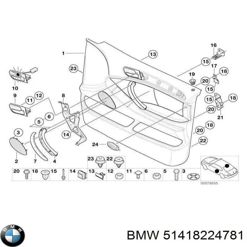 Comprar 51418224781 BMW Clip de fijación de revestimiento de puerta
