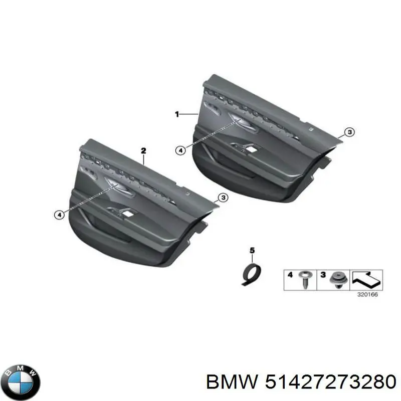 51427273280 BMW Guarnecido interior de puerta trasera derecha