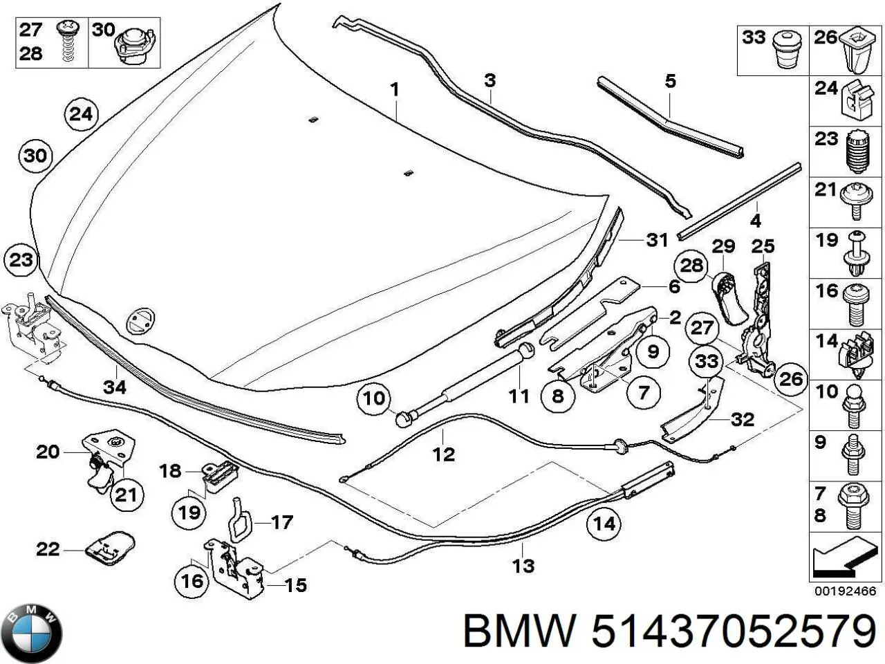 Comprar 51437052579 BMW Soporte de la manija de apertura del capó