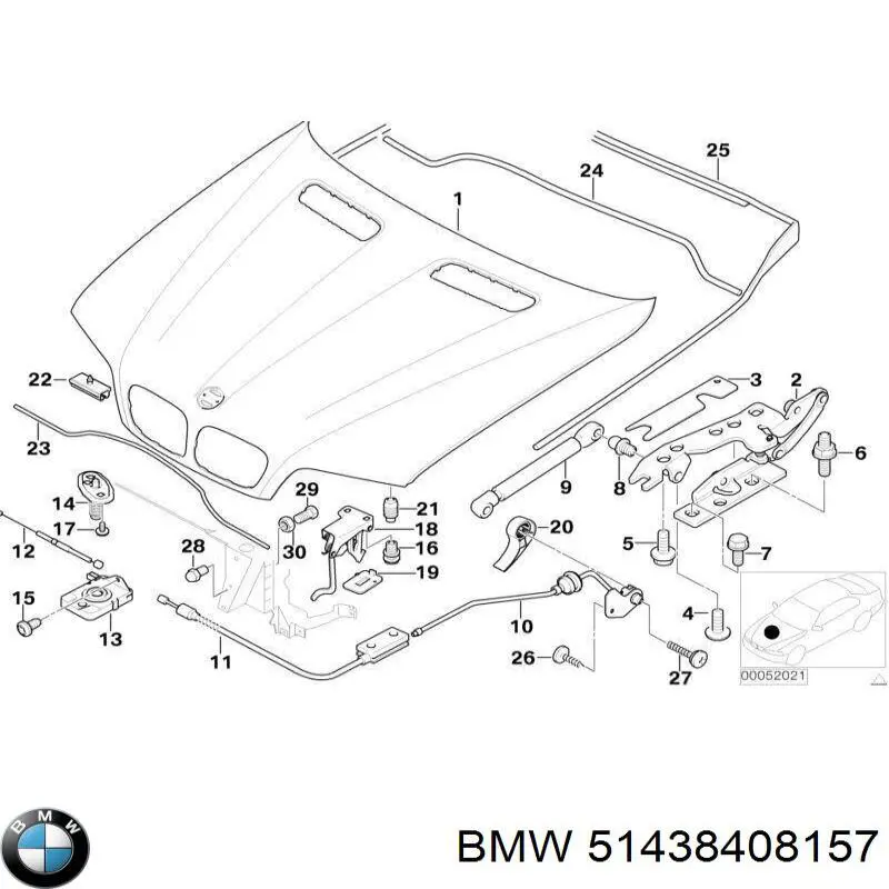 Palanca de apertura del capó BMW 51438408157 precio, desde 28,19 EUR