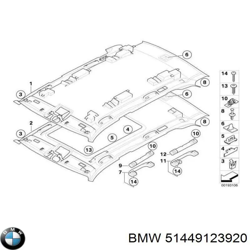 51449123920 BMW Guarnecido de techo