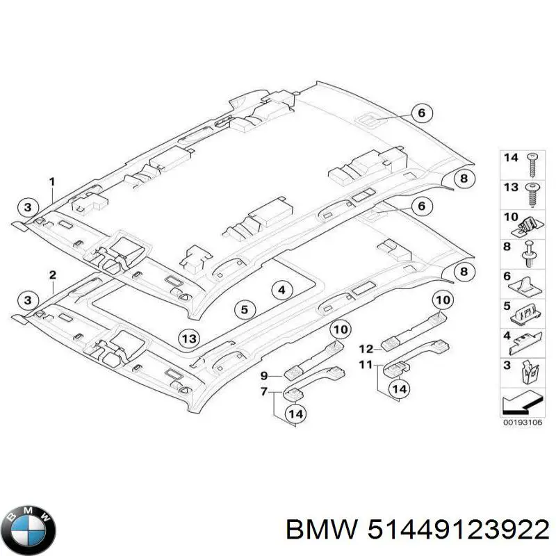 51449123922 BMW Guarnecido de techo
