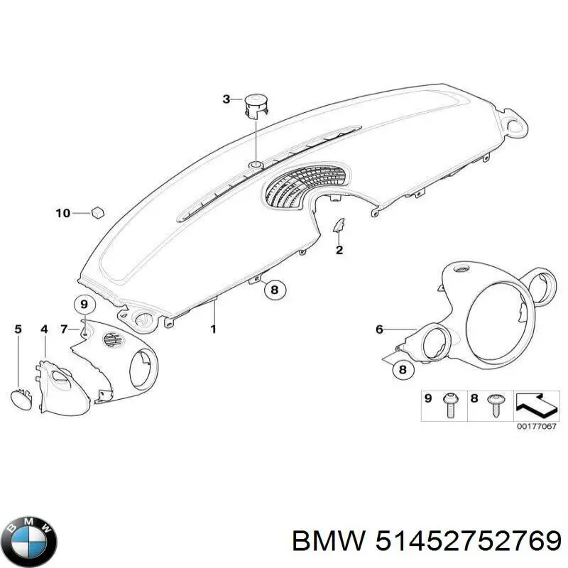 51452752769 BMW Parte superior del panel de instrumentos