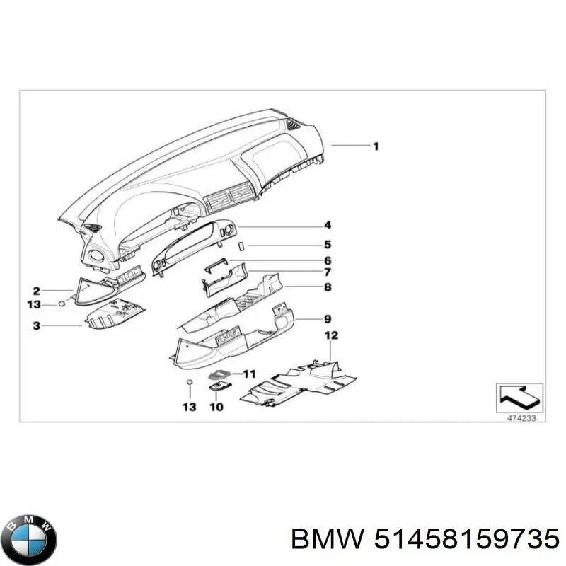 Moldura del tablero de instrumentos BMW 51458159735 precio, desde 40,66 EUR