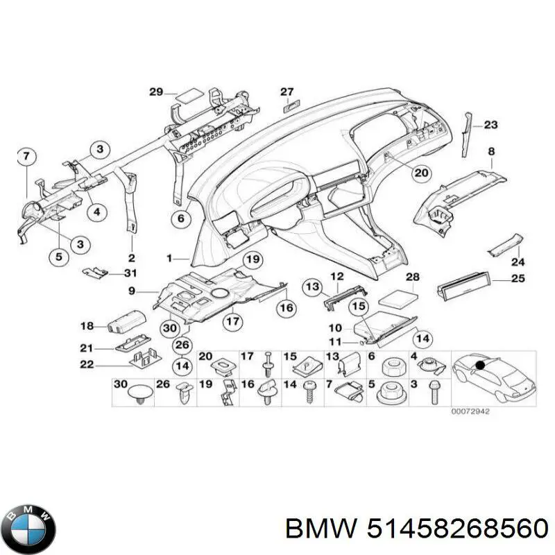 Tuerca enjaulada para tornillo autorroscante para BMW 3 (E46)