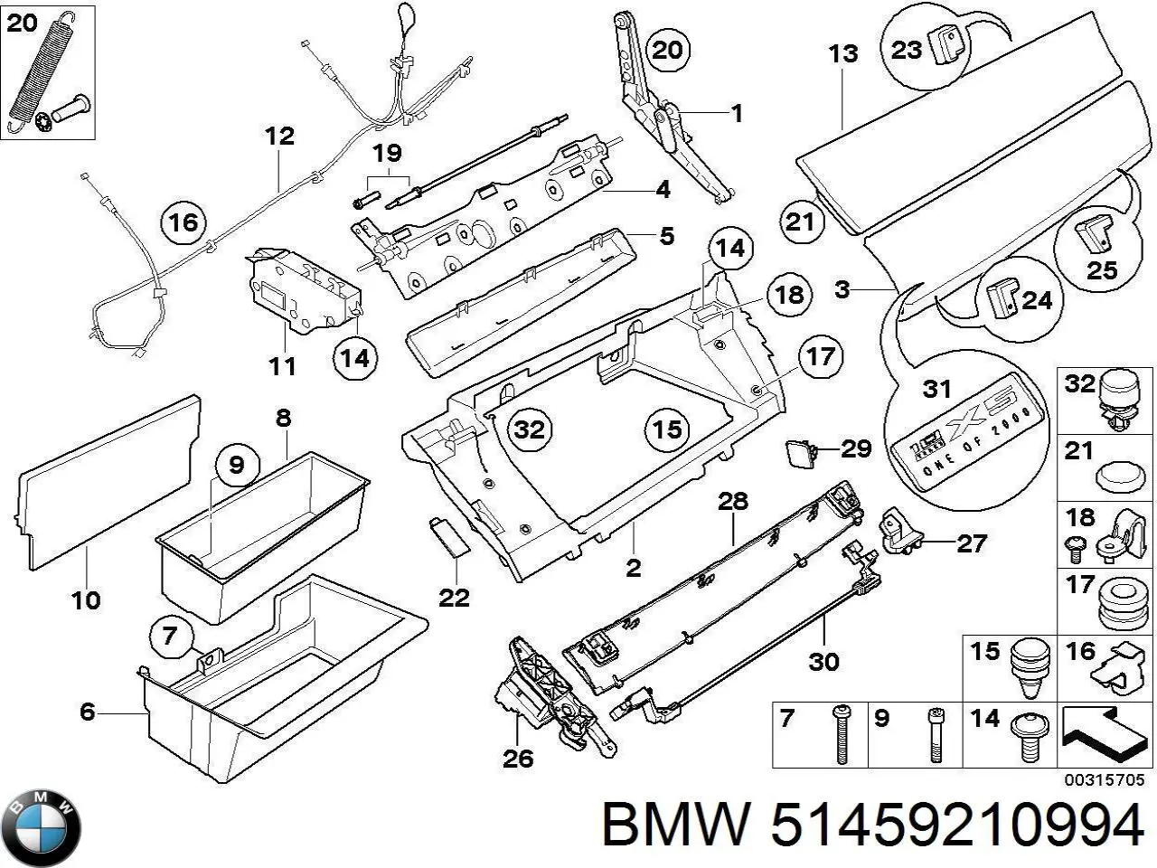 Tapa guantera para BMW X5  E70