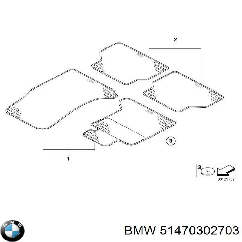 51470302703 BMW juego de esteras traseras, 2 piezas