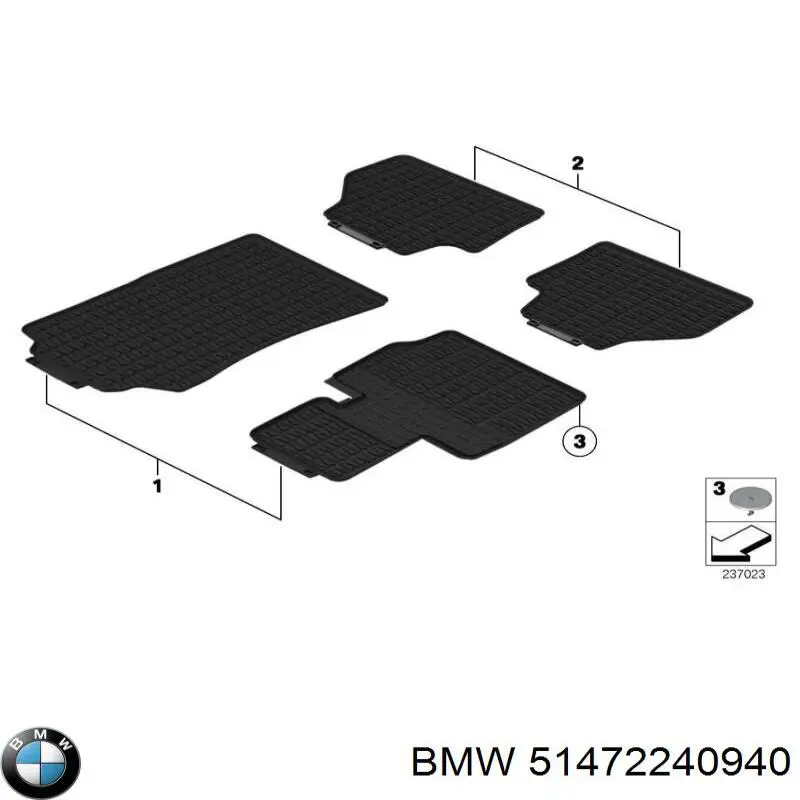 51472240940 BMW juego de esteras delanteras, 2 piezas