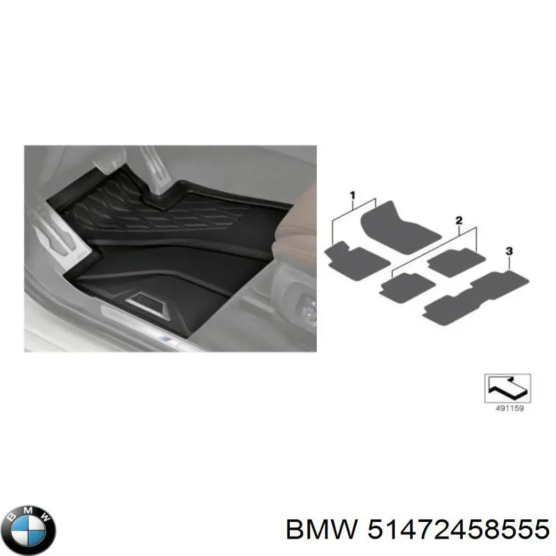51472458555 BMW juego de esteras traseras, 2 piezas