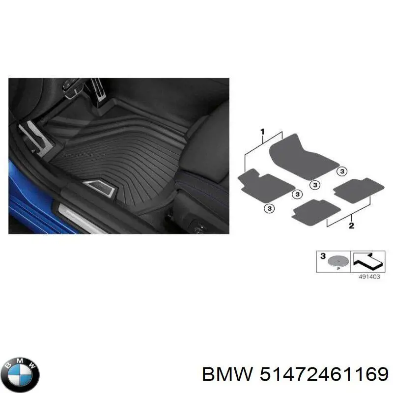 Juego de alfombrillas traseras, 2 piezas BMW 51472461169