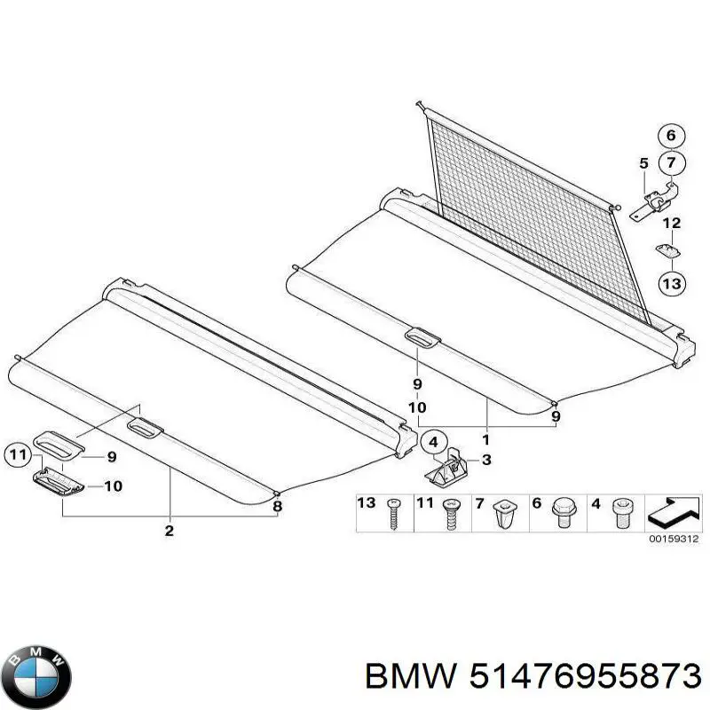 51476955873 BMW cortina del compartimento de carga