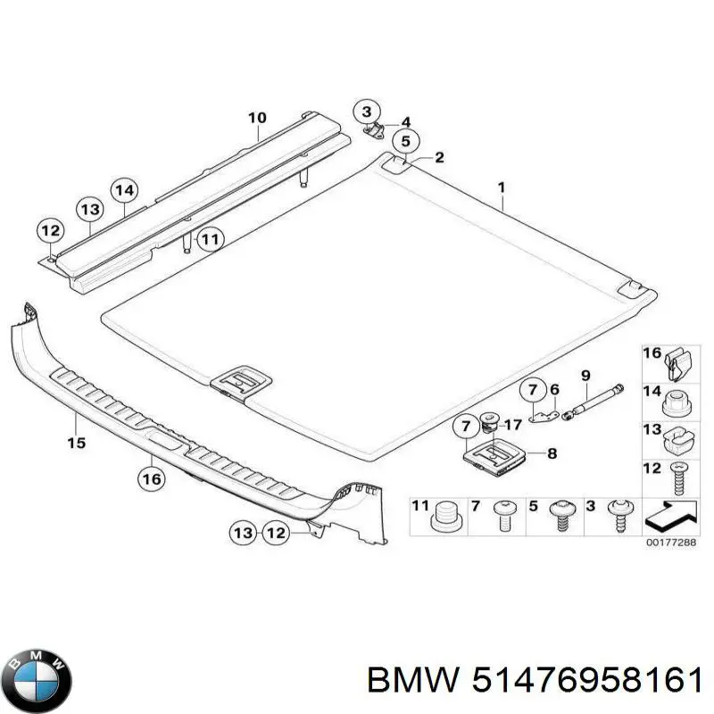 Comprar 51476958161 BMW Manija de la repisa del maletero