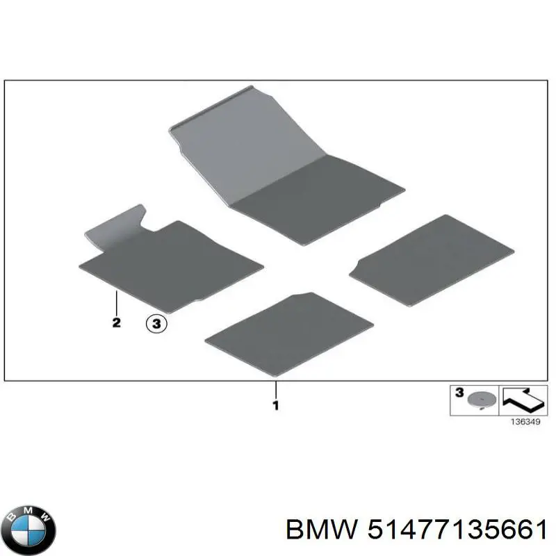 51477265412 BMW juego de esteras, delanteras + traseras