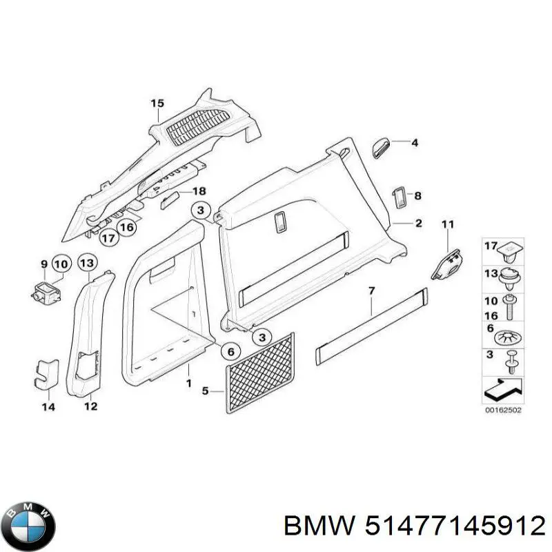 51477145912 BMW cubierta de maletero derecha