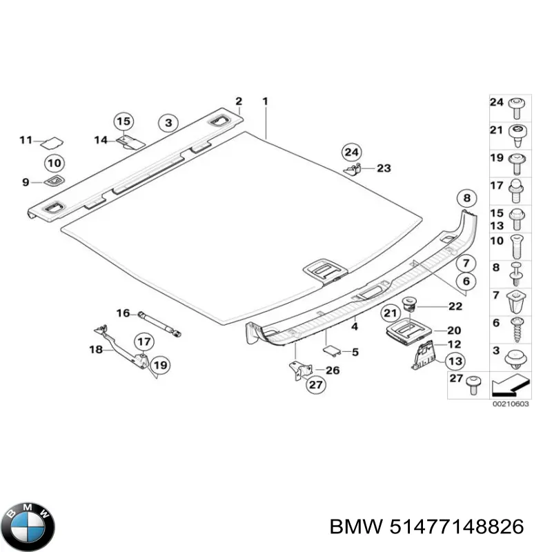 Muelle neumatico maletero BMW 51477148826